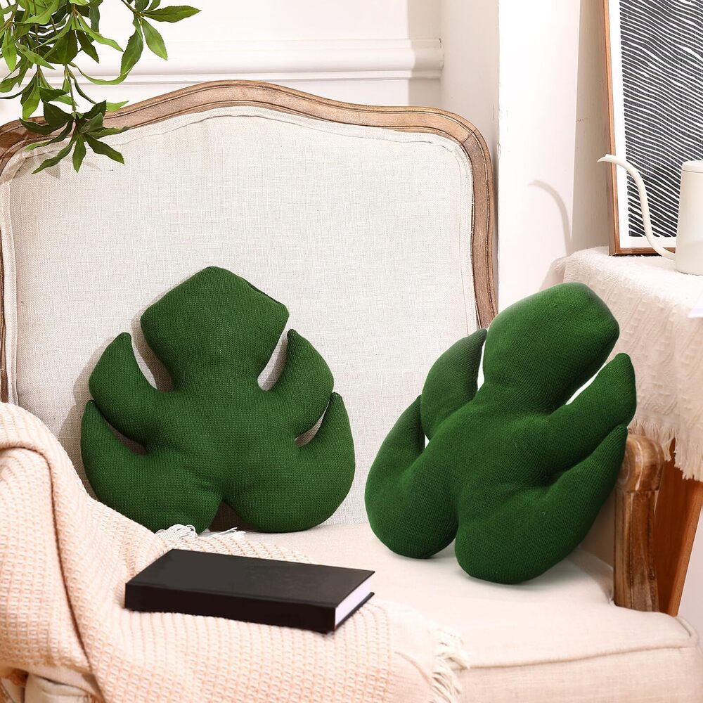 2718 2 Pieces Monstera Stuffed Pillow Hugging Pillow Cuddly Huggable